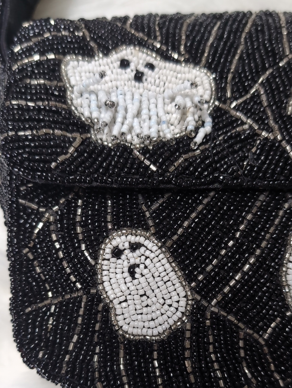 SOL and MER Halloween Ghost Motif Beaded Shoulder Bag w/ Spiderweb Design πΈοΈπ» - Picture 5 of 16